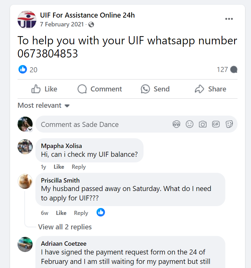 uif whatsapp number